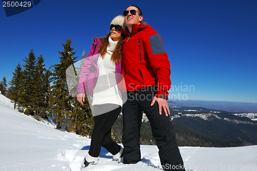 Image of young couple on winter vacation