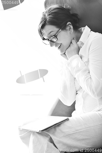 Image of woman using tablet pc
