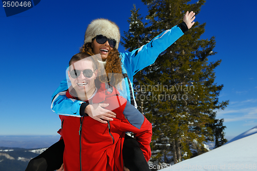 Image of young couple on winter vacation