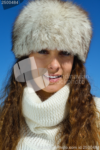 Image of happy woman at winter