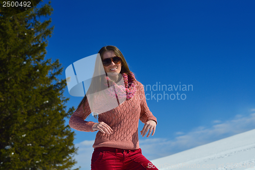 Image of happy woman at winter
