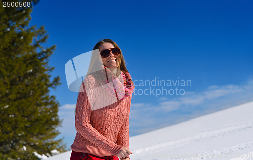 Image of happy woman at winter