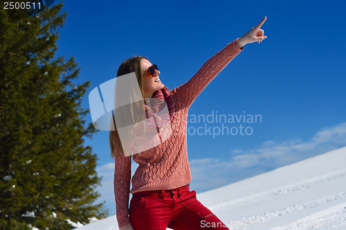 Image of happy woman at winter