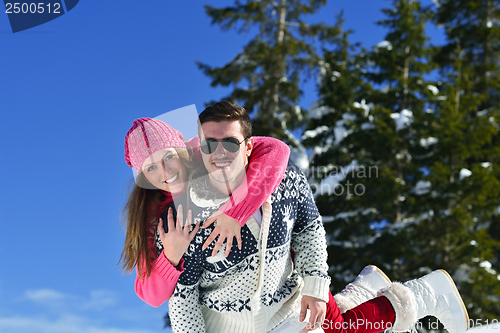 Image of young couple on winter vacation