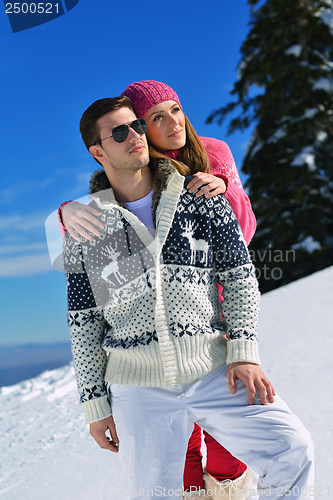 Image of young couple on winter vacation