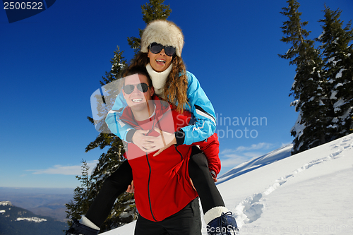 Image of young couple on winter vacation