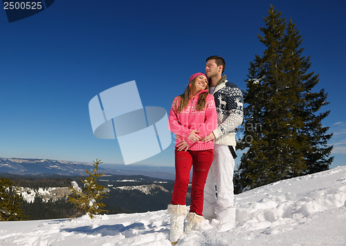 Image of young couple on winter vacation