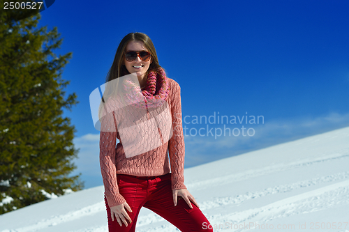 Image of happy woman at winter