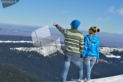 Image of young couple on winter vacation