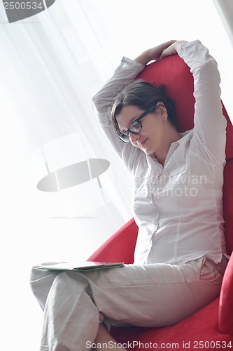 Image of woman using tablet pc