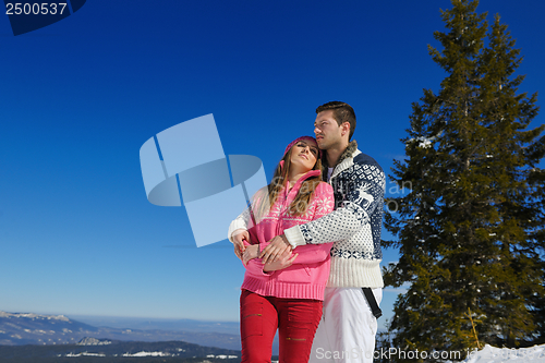 Image of young couple on winter vacation