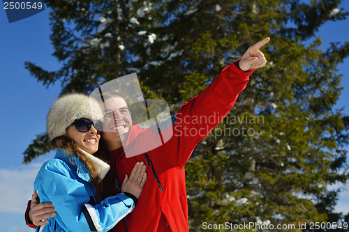 Image of young couple on winter vacation