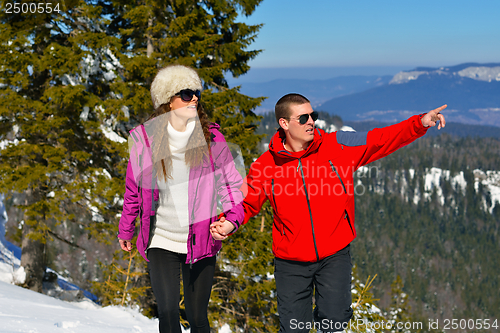 Image of young couple on winter vacation