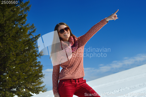 Image of happy woman at winter