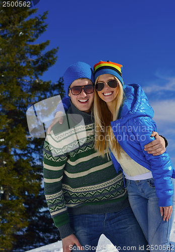 Image of young couple on winter vacation