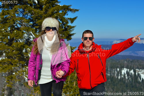 Image of young couple on winter vacation