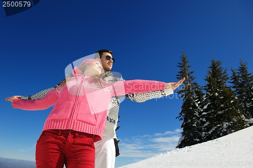 Image of young couple on winter vacation