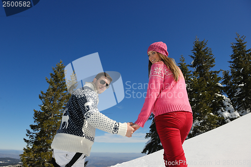 Image of young couple on winter vacation