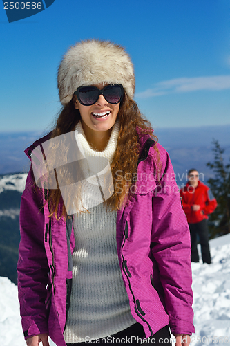 Image of young couple on winter vacation