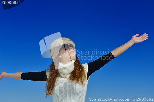 Image of happy woman at winter