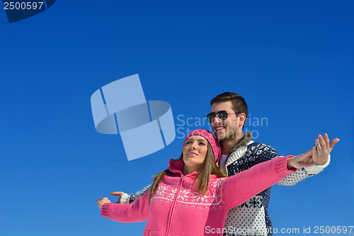 Image of young couple on winter vacation