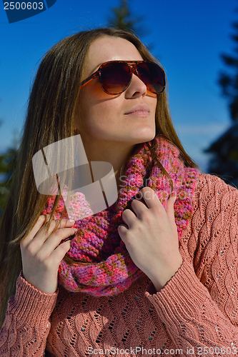 Image of happy woman at winter