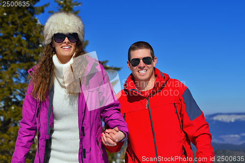 Image of young couple on winter vacation
