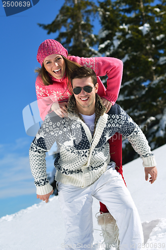 Image of young couple on winter vacation