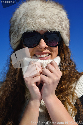 Image of happy woman at winter