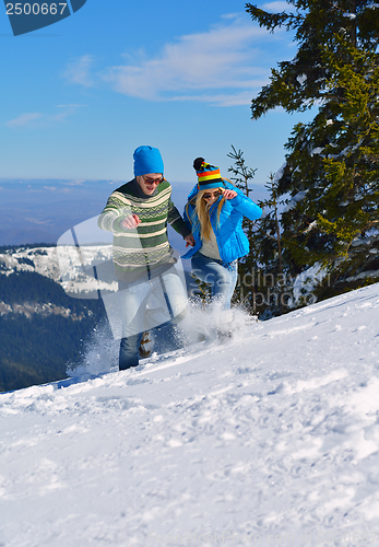 Image of young couple on winter vacation