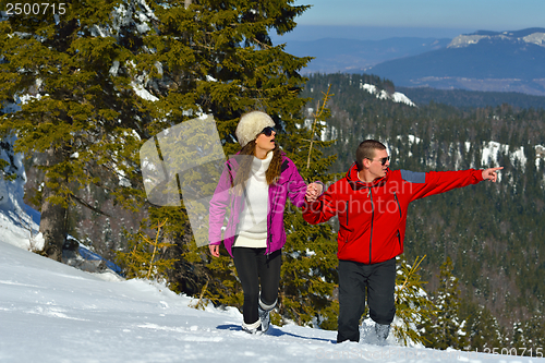 Image of young couple on winter vacation