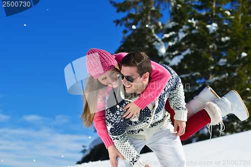 Image of young couple on winter vacation