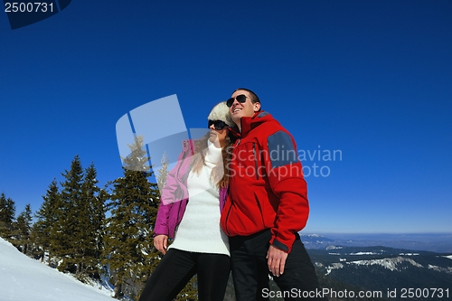 Image of young couple on winter vacation