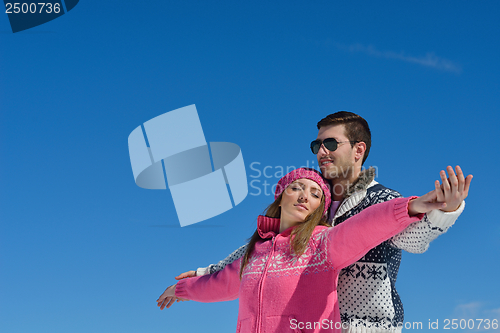 Image of young couple on winter vacation