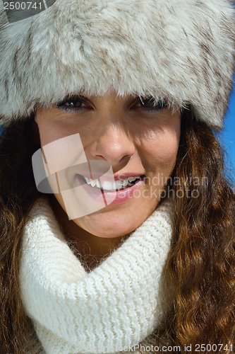 Image of happy woman at winter