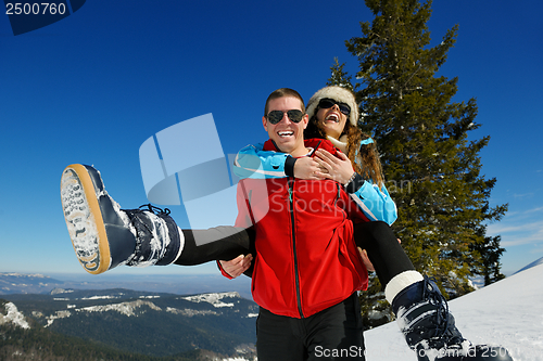 Image of young couple on winter vacation