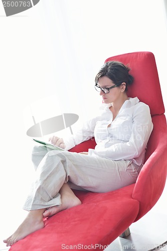 Image of woman using tablet pc