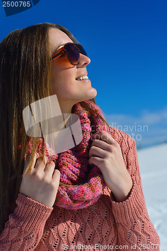Image of happy woman at winter