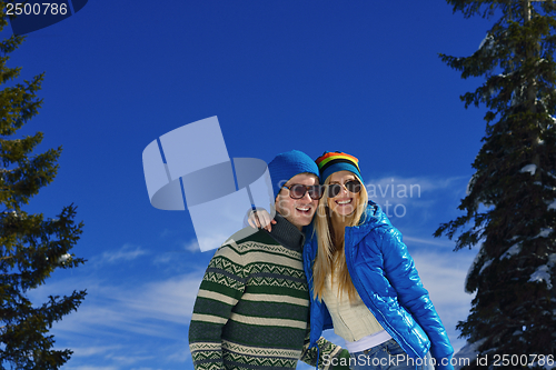 Image of young couple on winter vacation