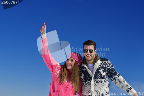 Image of young couple on winter vacation