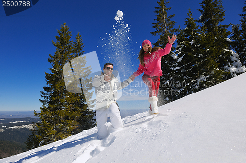 Image of young couple on winter vacation