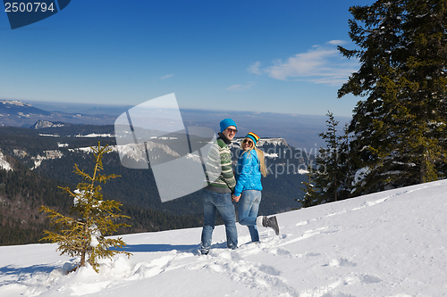 Image of young couple on winter vacation