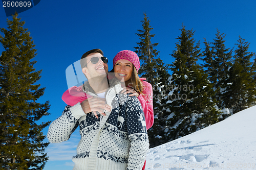 Image of young couple on winter vacation