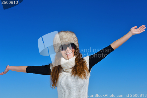 Image of happy woman at winter