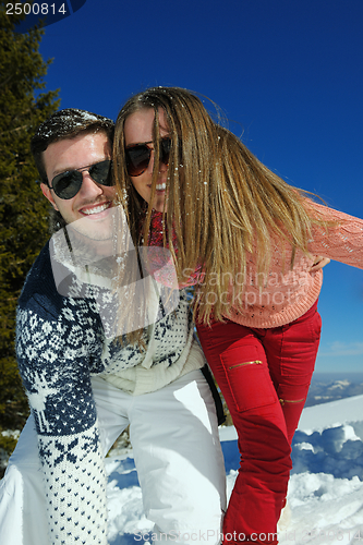 Image of young couple on winter vacation