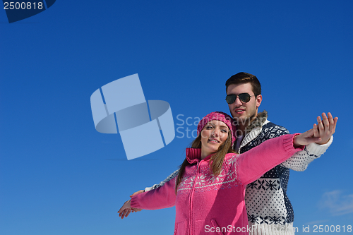 Image of young couple on winter vacation