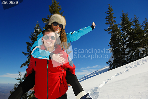 Image of young couple on winter vacation