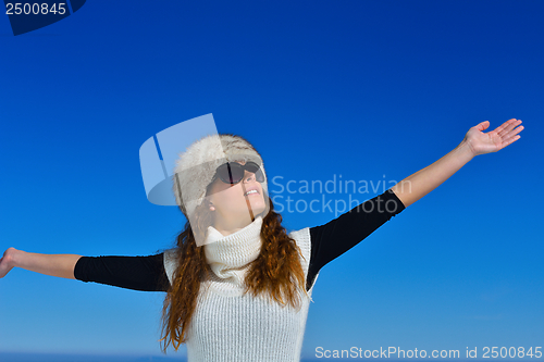 Image of happy woman at winter