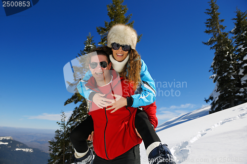 Image of young couple on winter vacation