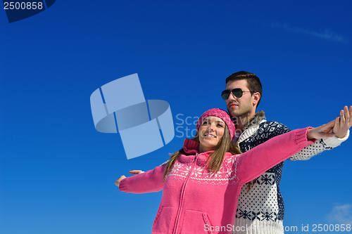 Image of young couple on winter vacation